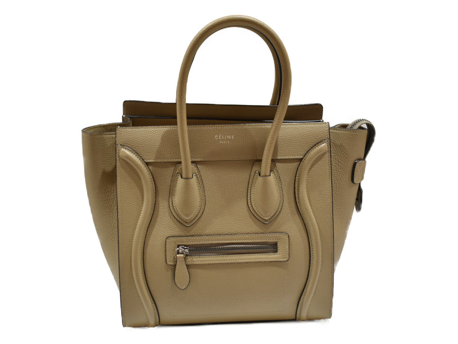 【☆中古品】CELINE ラゲージマイクロショッパー 167793DRU.03UN ベージュ系 レザー ハンドバッグ　レディース　人気バッグ　レザー　ポケット付き　合わせやすい　 【中古】松山久万ノ台