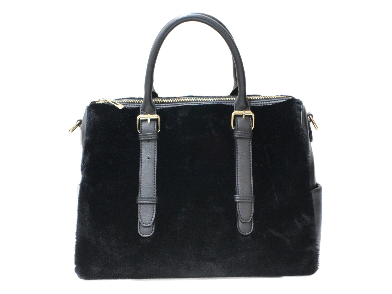 D.KELLY　ディーケリー　ハンドバッグ　ファー×レザー　ブラック　レディース　軽い　シンプル　ギフト　プレゼント包装可　【中古】　松前R56号店のサムネイル