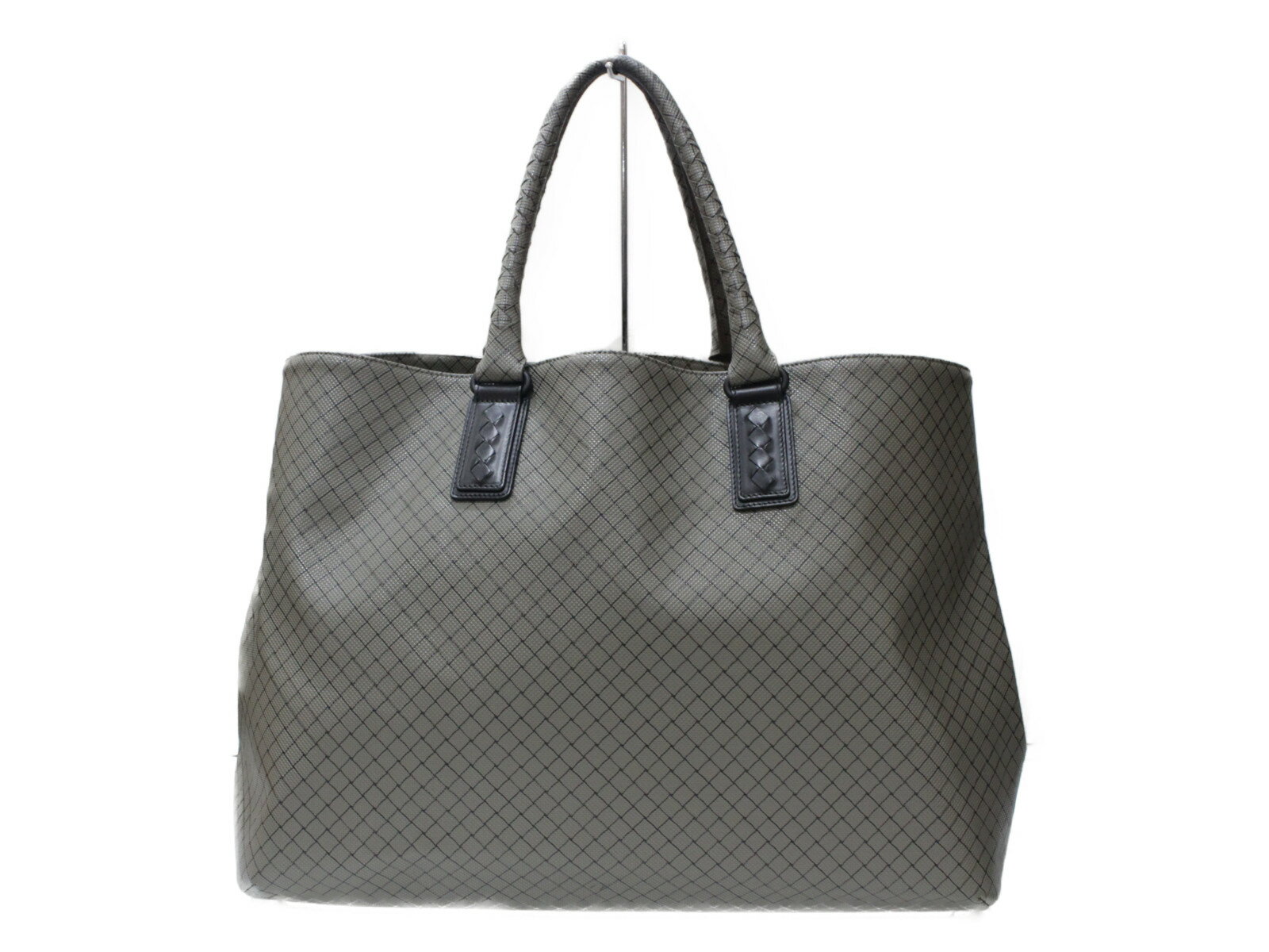 【布袋あり】BOTTEGA VENETA　イントレッチオジェット　222498　レザー　グレー　トートバッグ　メンズ　シンプル　ギフト　プレゼント包装可　【中古】　松前R56号店