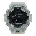 ブランド CASIO(カシオ) 商品名 G-SHOCK 型番 GA-700SKE-7AJF シリアル 　 参考価格 ¥17,050 商品ランク NEW(展示品)　 ケース 樹脂 ベルト 樹脂バンド 文字盤 ブラック ガラス 無機ガラス サイズ(リューズを除く) 47mm ムーブメント クオーツ 機能 "針退避機能（針が液晶表示と重なって見づらいときは、針を液晶表示の上から一時的に退避させることができます） ワールドタイム：世界48都市（31タイムゾーン、サマータイム設定機能付き）＋UTC（協定世界時）の時刻表示、UTCダイレクト呼出機能、ホームタイムの都市入替機能 ストップウオッチ（1/100秒、24時間計、スプリット付き、時刻モードからのワンプッシュ計測スタート付き、ターゲットタイム報知機能） タイマー（セット単位：1分、最大セット：60分、1/10秒単位で計測） 時刻アラーム5本（1本のみスヌーズ機能付き）・時報 電池寿命約5年 フルオートカレンダー 12/24時間制表示切替 操作音ON/OFF切替機能 LEDライト（スーパーイルミネーター、残照機能、残照時間切替（1.5秒/3秒）付き）" 防水 20気圧防水 腕周り(約) 最大21.5cm 付属品 箱 備考 "中古品の為、写真には写りきらない傷や汚れがある場合がございます。ご購入後の返品・交換が出来ませんので気になる方は、ご購入前に電話かメールにてお問い合わせ下さい。タフネスを追求し進化を続けるG-SHOCKから、透過する樹脂パーツで構成したスケルトンシリーズです。 カラーリングはホワイトをベースにしたクリアータイプ。 3DフェイスでダイナミックなデザインのGA-700をベースに、シックなカラーリングでファッションアイテムとしても活躍するスケルトンシリーズです。"