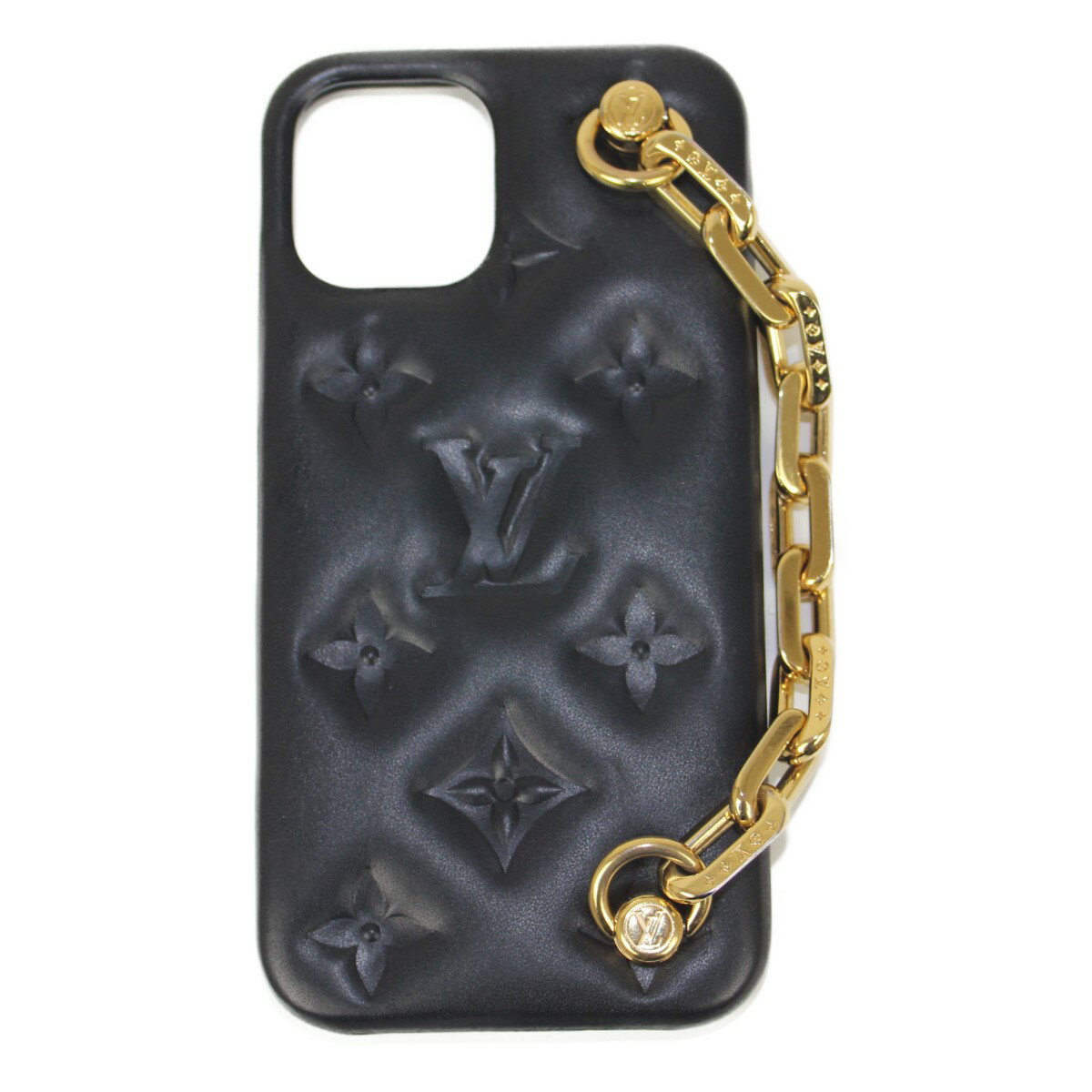 LOUIS VUITTON IPHONE・バンパー クッサン 12 M81116 モノグラム・パターン ブラック ゴールド金具 ラムレザー メンズ レディース ウィメンズ 人気 ブランド スマホケース カバー モバイル 携帯 12Pro【中古】 松前R56号店