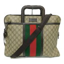 【布袋あり】GUCCI　グッチ　シェリー2WAYビジネスバッグ　152604　GGキャンバス　レッド×グリーン　ベージュ　ブラウン　PVC　レザー　ショルダー紐調節可　レディース　メンズ　ユニセックス　ギフト　プレゼント　ラッピング包装可【中古】 新居浜店