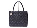 CHANEL シャネル 復刻トート A01804 キャビアスキン ブラック トートバッグ シルバー金具 レディース シンプル ギフト プレゼント包装可 【中古】...
