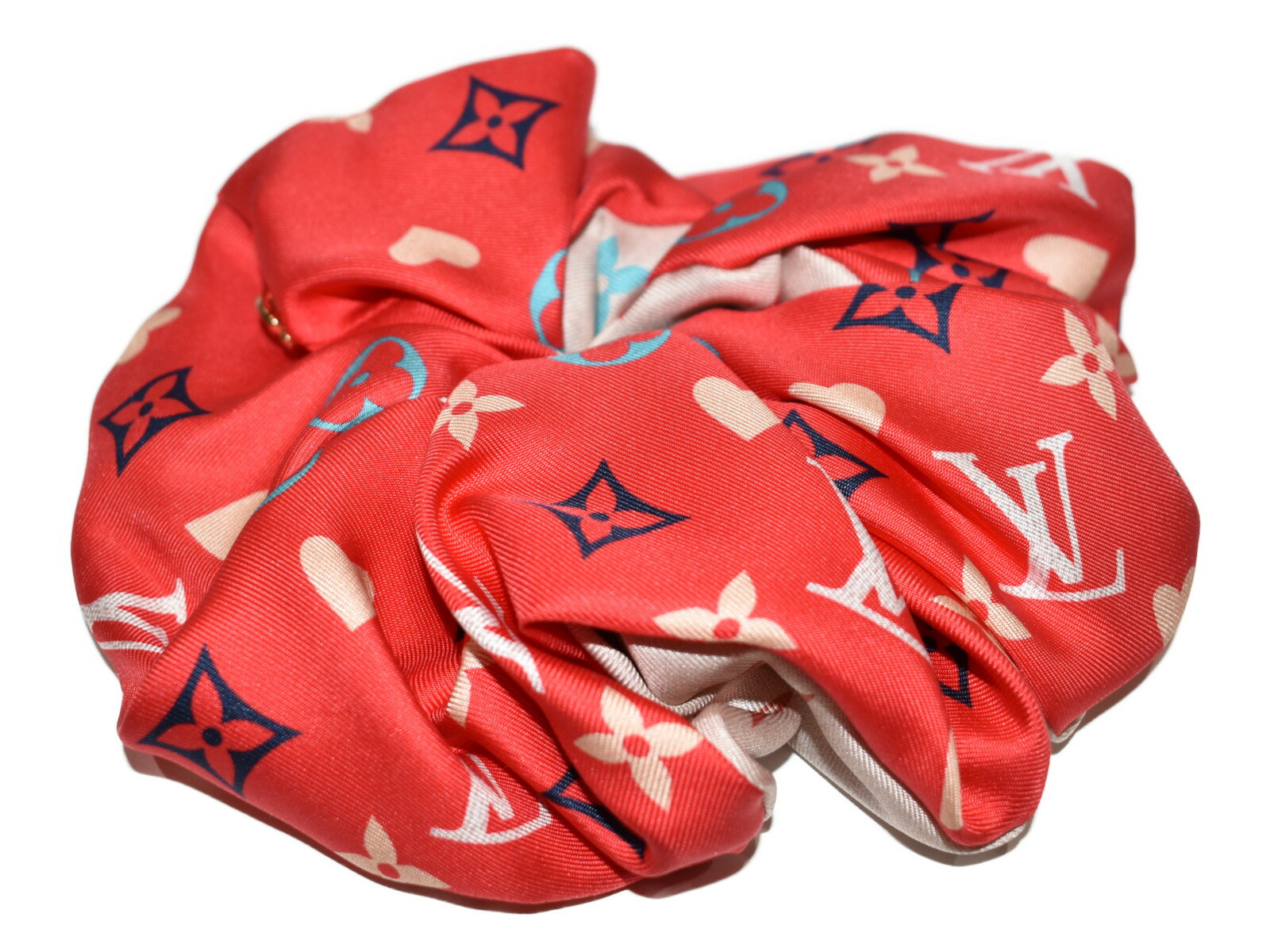 【人気★】 LOUIS　VUITTONシュシュ・トロシュー M77398 レッド×ピンクベージュ シルク100％ 人気　　おしゃれ　高級 【中古】松山久万ノ台店のサムネイル