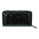 【箱、布袋アリ☆】LOUIS VUITTON ルイヴィトン ジッピーウォレット M90075 ヴェルニ/ノワール・マニエティック シルバー金具 長財布 シンプル...