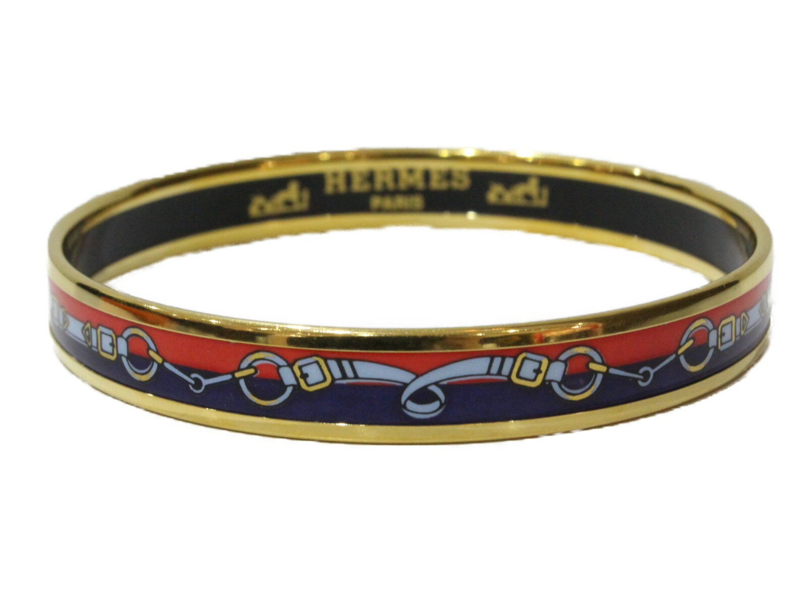 【箱あり】HERMES　エルメス　エマイユPM　ゴールド　七宝焼　約19cm　ブレスレット　バングル　ブランドジュエリー　アクセサリー　レディース　シンプル　ギフト　プレゼント包装可　【中古】　松山朝生田店