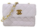 CHANEL シャネル ミニマトラッセ14 チェーンショルダーバッグ ミニバッグ ホワイト ゴールド金具 レディース ギフト プレゼント包装可【中古】松前R56...