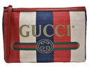 【箱・布袋あり】GUCCI　クラッチバッグ　524788　バイアデラストライプ　リネンキャンバス×レザー　レッド×ネイビー×ベージュ　クラッチバッグ　セカンドバッグ　レディース　メンズ　ユニセックス　シンプル　ギフト　プレゼント包装可　【中古】松山久万ノ台店