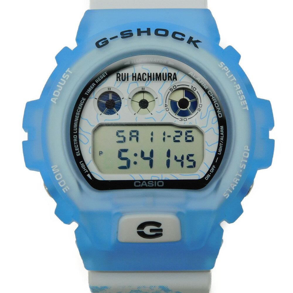 【八村塁選手コラボ☆】CASIO カシオ G-SHOCK ジーショック DW-6900RH-2JR クォーツ ホワイト×ライトブルー デジタル 樹脂 限定モデル 20気圧防水 メンズ 腕時計 ギフト プレゼント包装可 【中古】 新居浜店