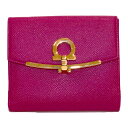 Salvatore Ferragamo サルヴァトーレ フェラガモ ガンチーニクリップ二つ折り財布 22C877 ショッキングピンク系 レザー レディース ウィメンズ ブランド ウォレット【中古】松前R56号店(4)