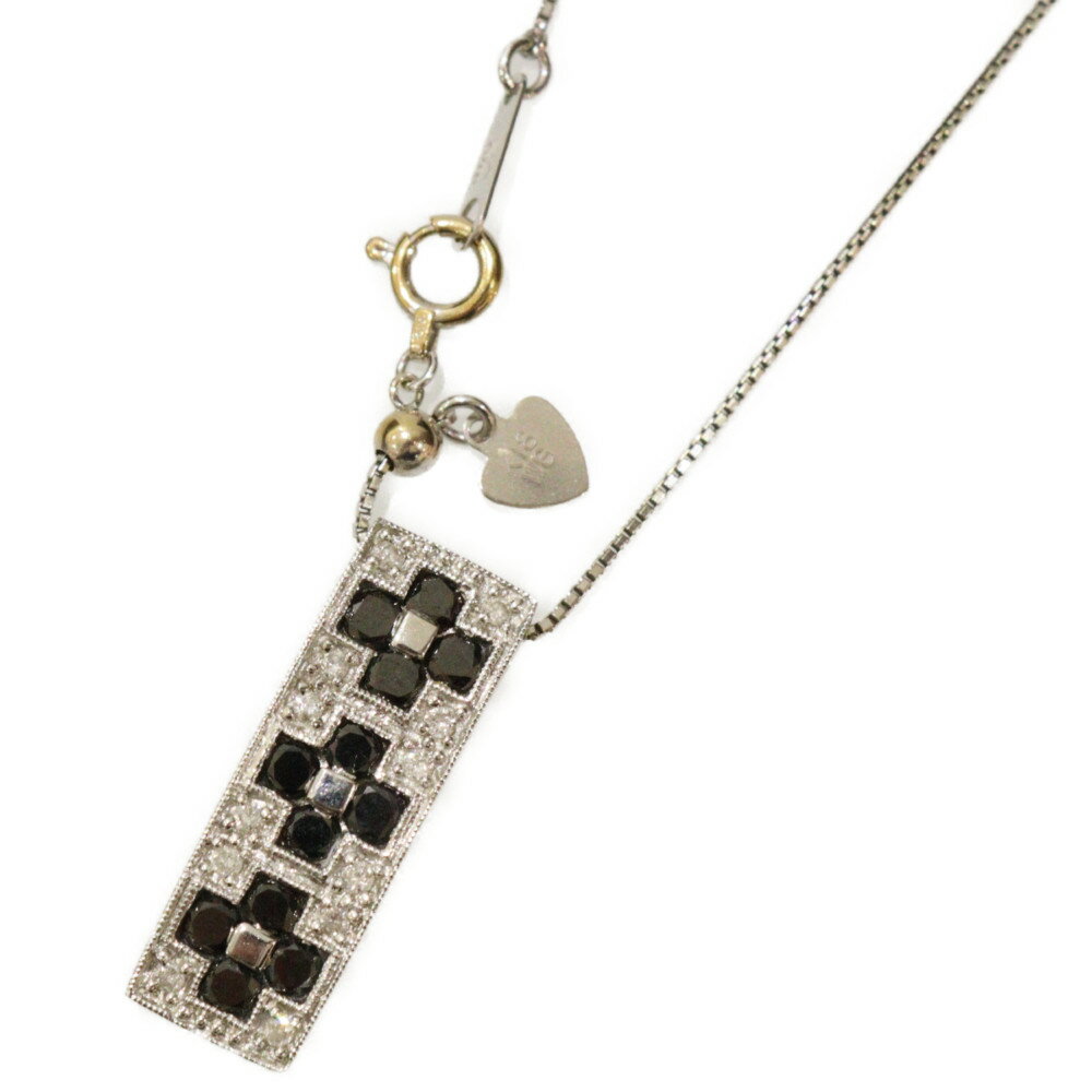 D1.00ctデザインネックレス K18 ホワイトゴールド イエローゴールド ダイヤモンド ブラックダイヤモンド 4.6g レディース メンズ ウィメンズ 記念品 プレゼント 贈り物 ジュエリー ペンダント【中古】 松山朝生田店