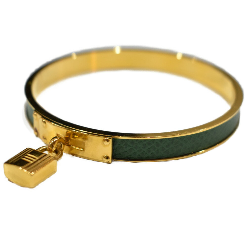 【箱あり】HERMES ケリーバングル レザー ゴールド グリーン ブレスレット バングル アクセサリー ブランドジュエリー シンプル レディース ギフト プレ...