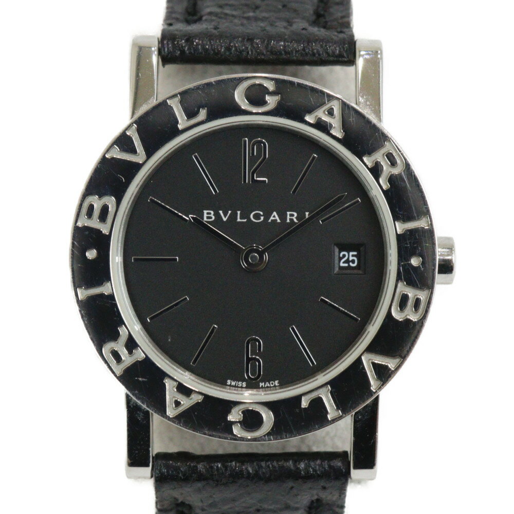 BVLGARI　ブルガリ　ブルガリ・ブルガリ　BB26SL　クオーツ　デイト　SS　革ベルト　ブラック　レディース　腕時計【中古】松前R56号店