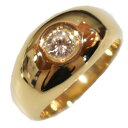 K18 一粒ダイヤ ラウンドリング イエローゴールド K18YG ダイヤモンド0.33ct 約13号 約11g 指輪 セレクトジュエリー メンズ レディース ...