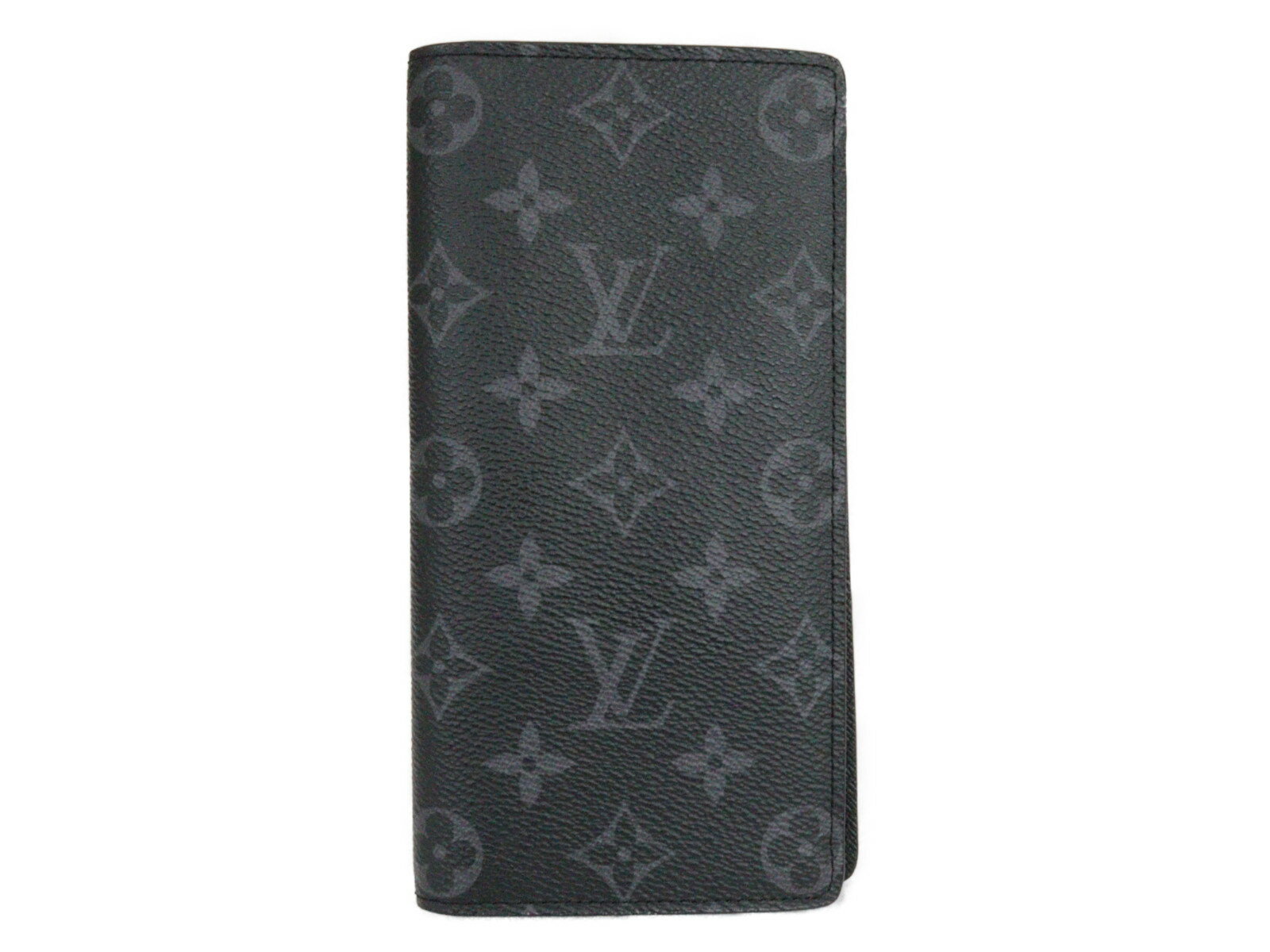 【イニシャル入り】LOUIS VUITTON　ルイ・ヴィトン　ポルトフォイユ・ブラザ　M61697　長財布　モノグラム・エクリプス　ブラック系　プレゼント包装可　ギフト　人気　定番　メンズ【中古】松前R56号店