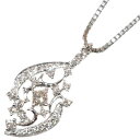 K18 デザインネックレス WG ホワイトゴールド ダイヤモンド 0.37ct 約5.3g 約45cm ネックレス アジャスター付き アクセサリー セレクトジュエリー レディース メンズ ユニセックス シンプル ギフト プレゼント包装可 【中古】 松山久万ノ台店