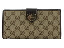 【箱あり】GUCCI グッチ Wホック長財布 203550 ロングウォレット GGキャンバス ベージュ×ブラウン キャンバス×レザー レディース ギフト プレゼント包装可【中古】松前R56号店