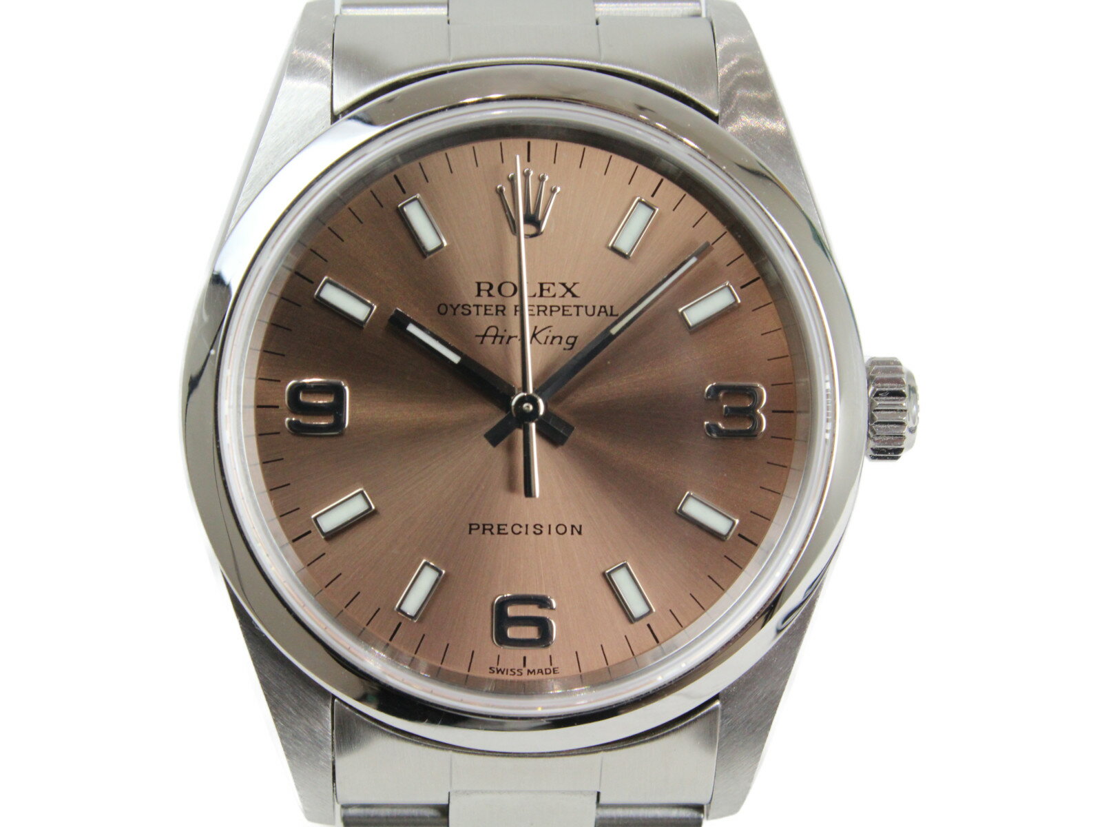 ROLEX　ロレックス　エアキング　14000　自動巻き　A番　2000年頃　SS　ピンク　メンズ　腕時計【中古】