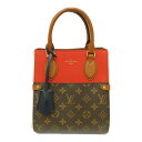【中古】LOUIS VUITTON ルイヴィトン フォールド・トートPM M45389 ハンドバッグ ショルダーバッグ モノグラム レッド ベージュ ブラウン ...
