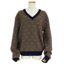 GUCCI グッチ Vネックニット 626643 キャメル系×ネイビー Lサイズ ウール90% カシミヤ10% メンズ ギフト プレゼント包装可【中古】松前R5...