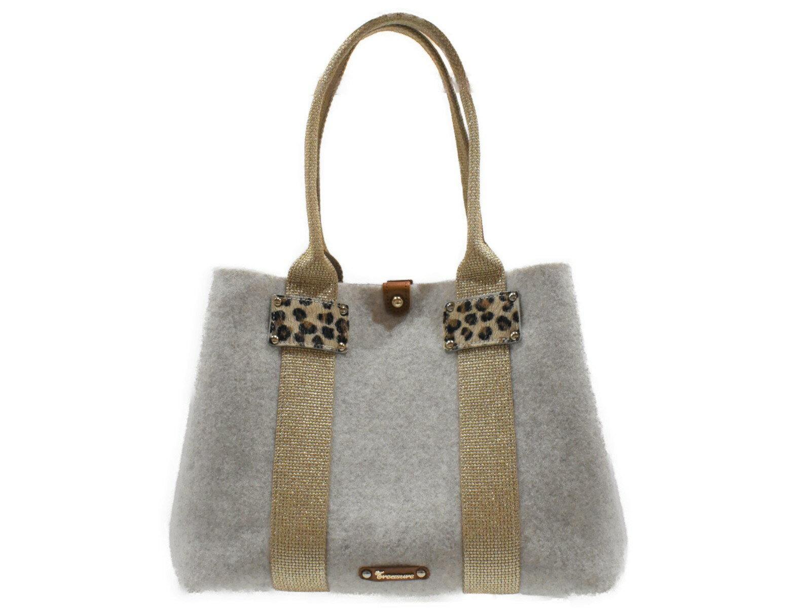 TOPKAPI　トプカピトートバッグ　ベージュ系　ゴールド　フェルト　ヒョウ柄　レオパード柄　軽量　シンプル　レディース【中古】松山久万ノ台店のサムネイル