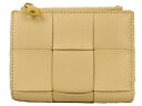 【箱・布袋あり】BOTTEGA VENETA ボッテガヴェネタ 2つ折りファスナーウォレット 706010VCQC49776 コンパクトウォレット クリーム系 シンプル レディース ギフト プレゼント包装可【中古】松前R56号店