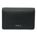 FURLA　フルラ 1056925 BABYLON CARD CASE バビロン カードケース ロゴ 名刺入れ　小物　レザー　ブラック系　シルバー金具　レディース　メンズ　ユニセックス プレゼント包装可【中古】