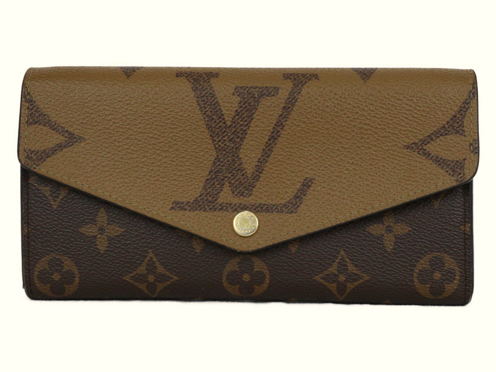 【箱・布袋あり】LOUIS VUITTON　ルイヴィトン　ポルトフォイユ・サラ　M80726　モノグラム・リバース　ブラウン×ベージュ　ロングウォレット　長財布　シンプル　レディース　ギフト　プレゼント包装可【中古】松前R56号店