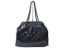 【布袋・ギャラあり】CHANEL シャネル ポートベロー チェーントート ツイード×カーフスキン ネイビー シルバー金具 レディース ギフト プレゼント包装可【...