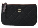 【箱・布袋あり】CHANEL　シャネル　 クラシックミニポーチ　A82365　マトラッセ　キャビアスキン　ブラック　黒　ココマーク　レディース　ギフト　プレゼント包装可【中古】松前R56号店