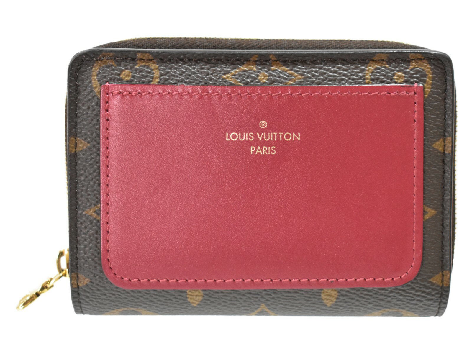 【イニシャル入り】LOUIS　VUITTON　ルイヴィトンポルトフォイユ・ルー　M82377　モノグラム　フューシャ　ワインレッド系　コーティングキャンバス　レザー　二つ折り財布　コンパクトウォレット　レディース　ギフト　プレゼント包装 【中古】松山久万ノ台店