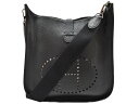【布袋あり】HERMES エルメス エヴリン2 GM レザー ブラック □H刻印 2004年製 ショルダーバッグ レディース 人気 ギフト プレゼント包装可 【...