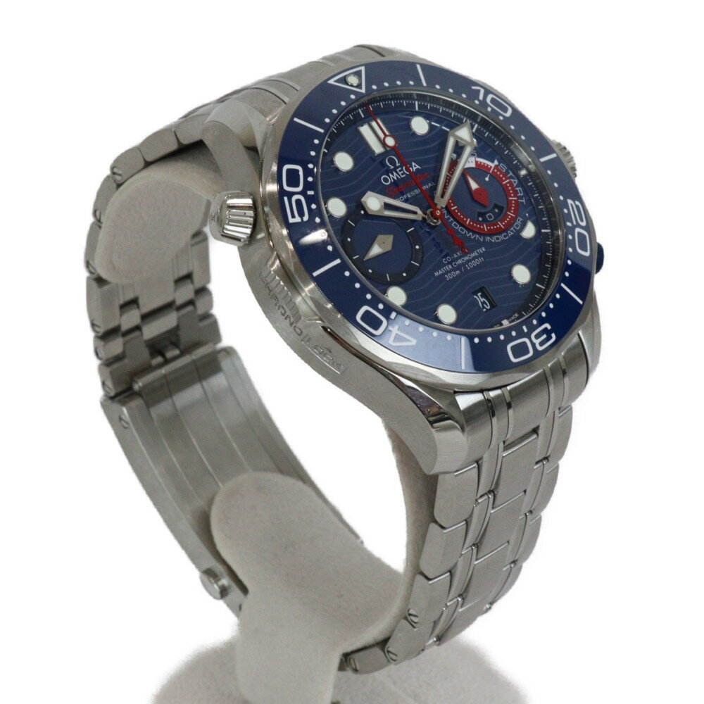 【オーバーホール・ポリッシュ済み済】OMEGA　オメガ　シーマスター　ダイバー300　アメリズカップ　210.30.44.51.03.002　自動巻き　クロノグラフ　デイト　SS　ブルー　ラバー　メンズ　腕時計　プレゼント包装　ギフト【中古】松山久万ノ台店