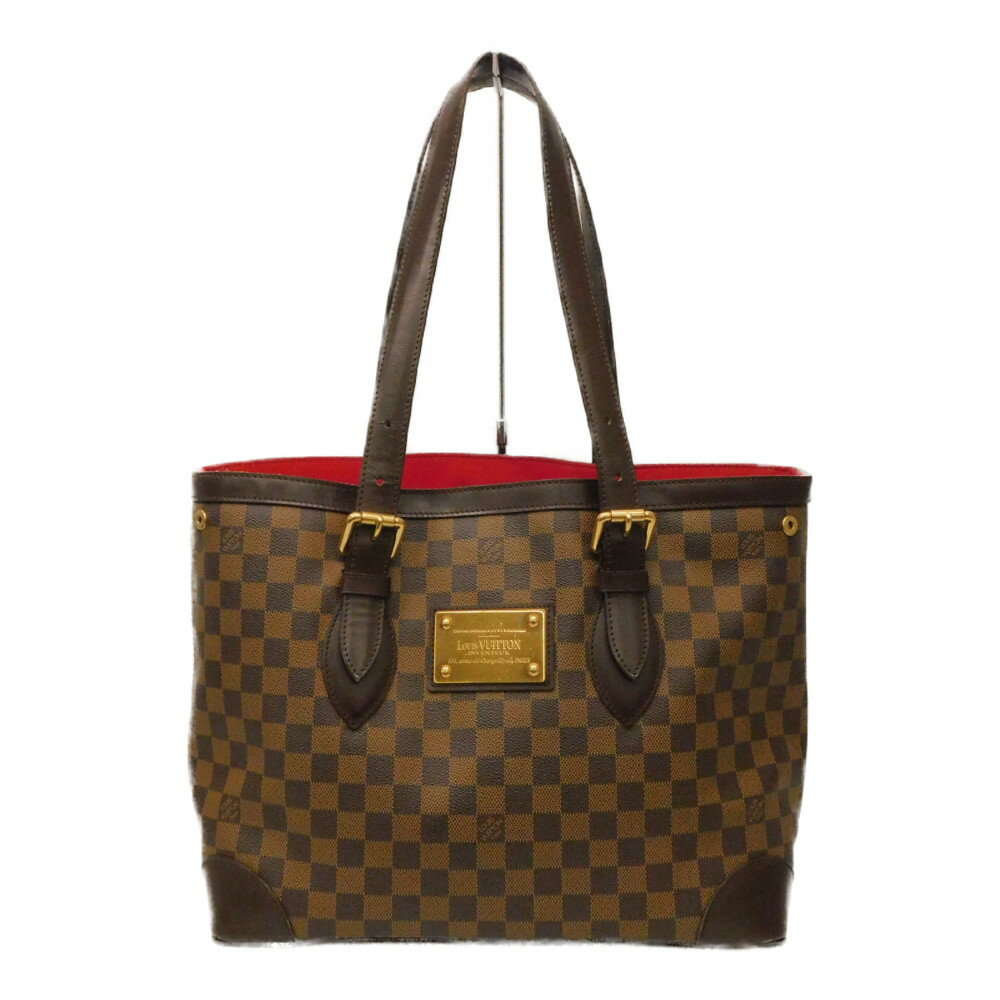 楽天かんてい局松前R56号店LOUIS VUITTON　ルイヴィトン　ハムステッドMM N51204 ダミエ 茶　ブラウン×レッド系 人気　可愛い 鞄 カバン　ゴールド金具　レディース　メンズ　ユニセックス　プレゼント包装可【中古】新居浜店