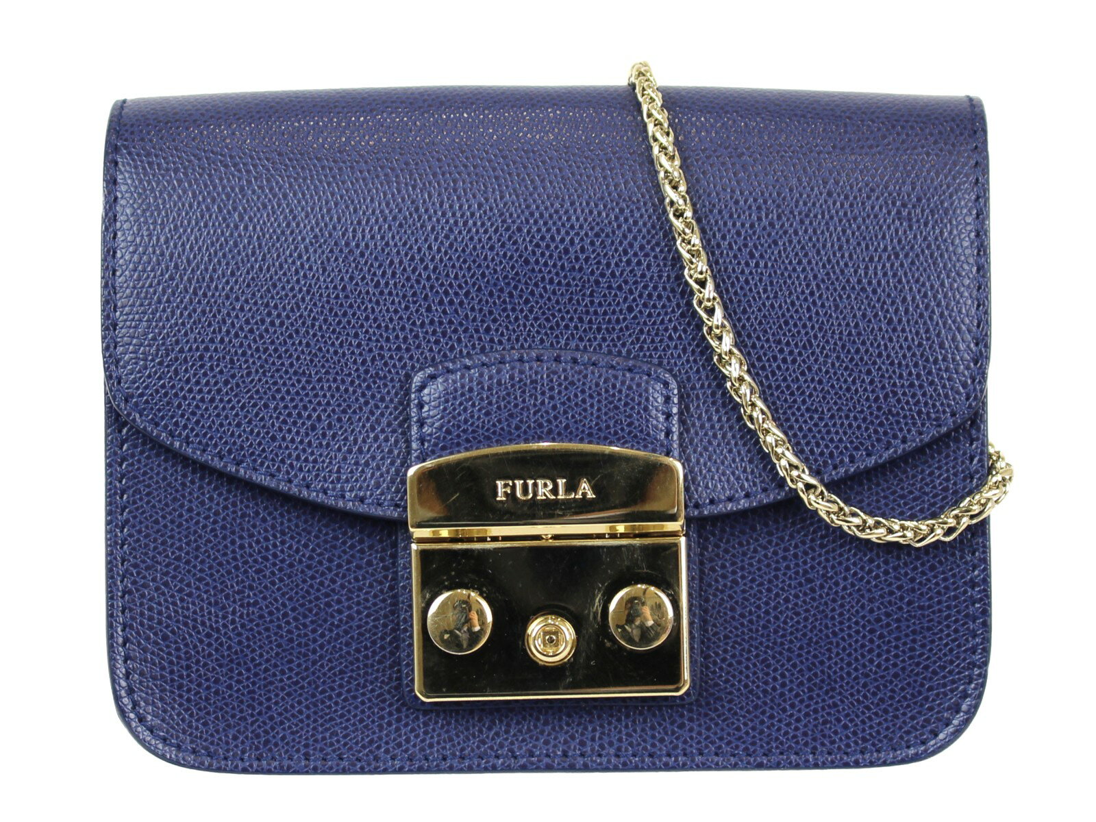 FURLA フルラ メトロポリス ミニショルダーバッグ ブルー レザー レディース ウィメンズ ユニセックス ブランド 定番 人気 小さい 斜め掛け【中古】松前R56号店