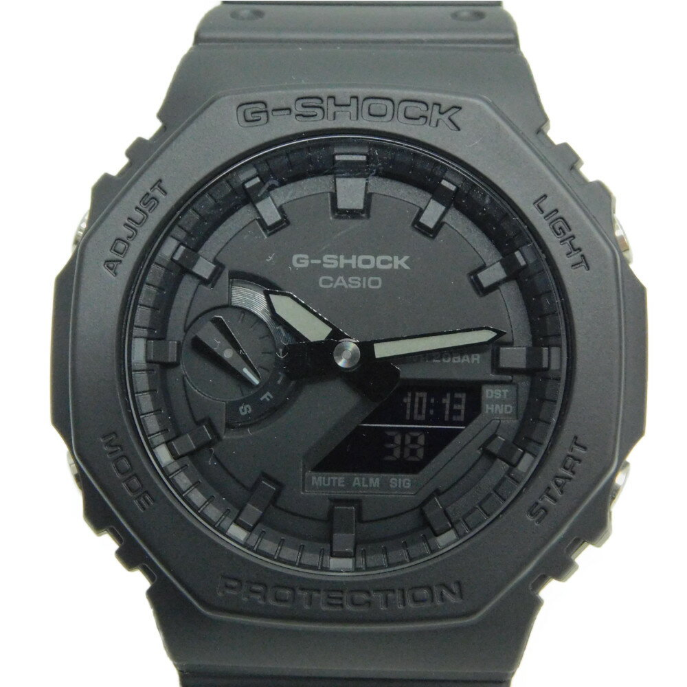 CASIO　カシオ　G-SHOCK　GA-2100-1AJF　クオーツ　電池式　アナログデジタル　樹脂　カーボン　20気圧防水 45mm　ブラック　黒　マットカラー　シンプル　薄型　スリム　メンズ　プレゼント包装可　ラッピング　腕時計　【中古】新居浜店