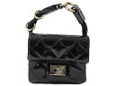 【布袋あり】CHANEL シャネル アンクレットポーチ アンクルバッグ ミニポーチ エナメル ブラック 黒 レディース ギフト プレゼント包装可【中古】松前R5...