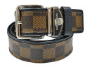 【箱・布袋あり】LOUIS VUITTON ルイヴィトン サンチュール・ダミエエベヌ M9568 ダミエ レザー ネイビー ベルト 小物 シルバー金具 メンズ ...