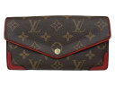 【箱・布袋あり】LOUIS VUITTON　ルイヴィトン　ポルトフォイユ・サラ レティーロ　M41951　長財布　ロングウォレット　モノグラム　ブラウン　レッド　イニシャル入り　シンプル　レディース　ギフト　プレゼント包装可【中古】松前R56号店