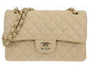 【箱・布袋あり】CHANEL シャネル ダブルフラップチェーンショルダー A01112 マトラッセ キャビアスキン ベージュ レディース ギフト プレゼント包装...