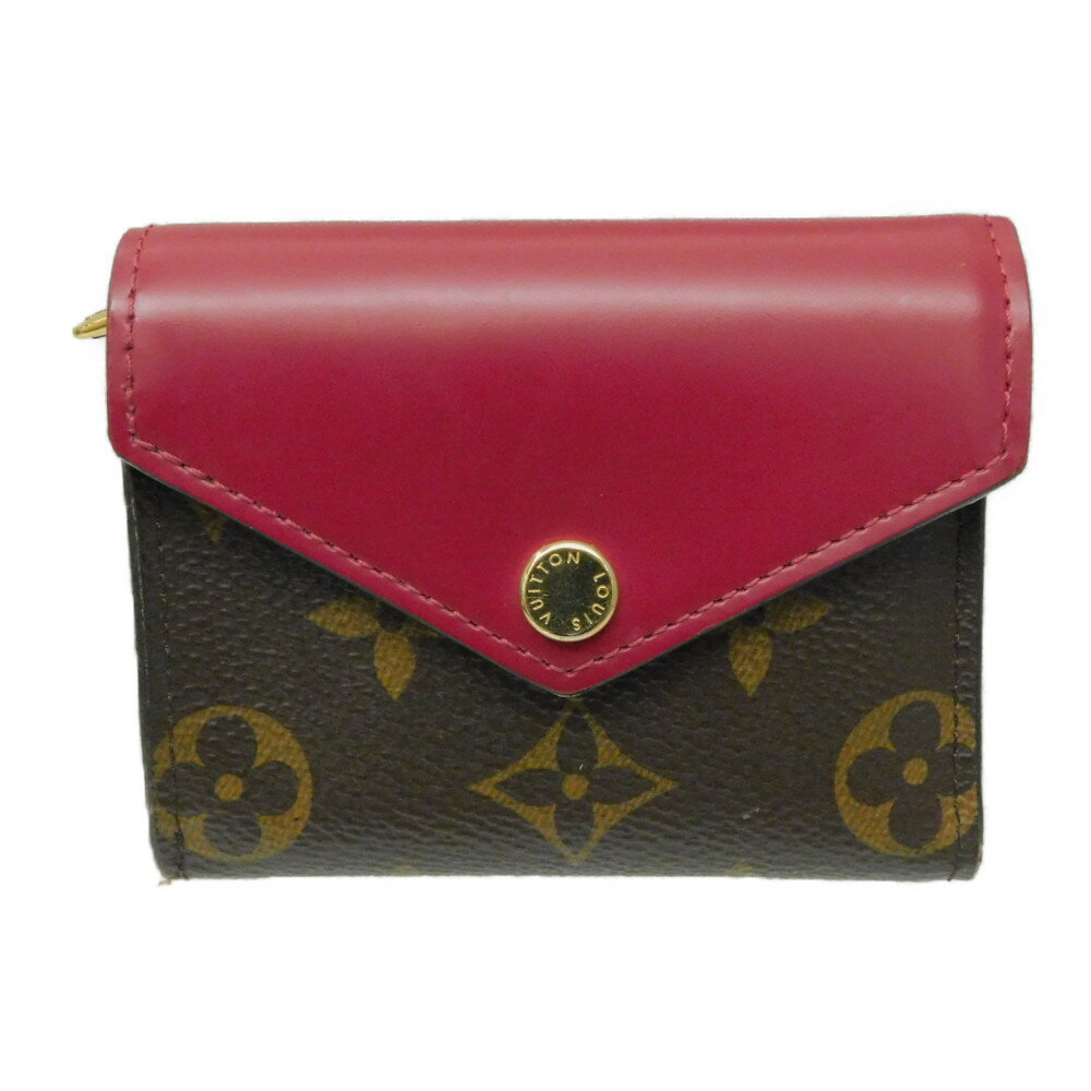 LOUIS VUITTON　ルイヴィトン　ポルトフォイユ・ゾエ　M62932　三つ折り財布　ミニウォレット　モノグラム　フューシャ　ワインレッド　ブラウン　コンパクト　ゴールド金具　レディース　メンズ　ユニセックス　プレゼント包装可【中古】新居浜店