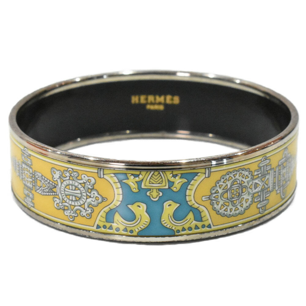 【箱あり】HERMES エルメス エマイユPM シルバー イエロー×ブルー バングル ブレスレット 約19cm アクセサリー ブランドジュエリー シンプル レデ...