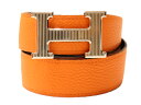 【箱あり】HERMES エルメス Hストリエリバーシブルベルト レザー オレンジ×ブラック シルバー金具 X刻印 2016年製 ベルト 小物 メンズ シンプル ...