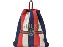 GUCCI グッチ ドローストリングバックパック 473872 リュック ブルー×レッド×ホワイト系 ストライプ シンプル レディース メンズ ユニセックス ギ...