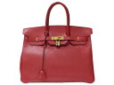 【布袋あり】HERMES エルメス バーキン35 □A刻印 1997年製造 ハンドバッグ レッド 赤 ゴールド金具 鍵 カデナ レディース ギフト プレゼント包装可【中古】松前R56号店(4)