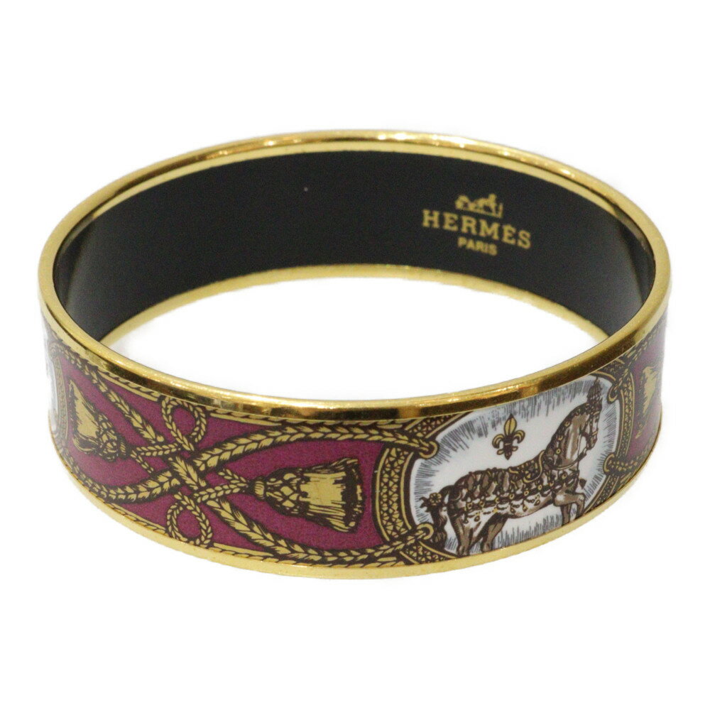 【箱】HERMES エルメス エマイユGM 七宝焼 20.5cm 馬 ピンク バングル ブレスレット レディース プレゼント包装可 ギフト【中古】松前R56号店