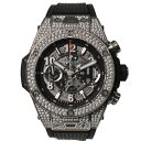 【箱・ギャランティカード有り】 HUBLOTビッグバンウニコ チタニウムパヴェ 411.NX.1170.RX.1704 ラバー 自動巻き 腕時計 メンズ シー...