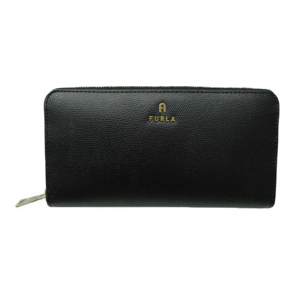【箱・布袋つき】FURLA フルラ ラウンドファスナー長財布 ブラック 黒 ゴールド金具 かわいい おしゃれ レディース ギフト ラッピング 贈り物 プレゼント包装可 【中古】新居浜店