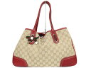 【布袋あり】GUCCI グッチ トートバッグ 163805 GGキャンバス×レザー ベージュ×レッド レディース ギフト プレゼント包装可【中古】松前R56号店