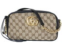 GUCCI グッチ チェーンショルダーバッグ 447632 キャンバス×レザー ブラック×ベージュ ニオイあり レディース ギフト プレゼント包装可【中古】松前...